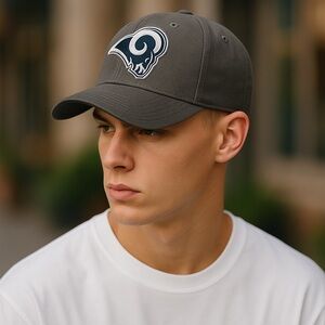 LA Rams ball cap NFL official Team Apparel Strap back Baseball Hat Gray Navy OS